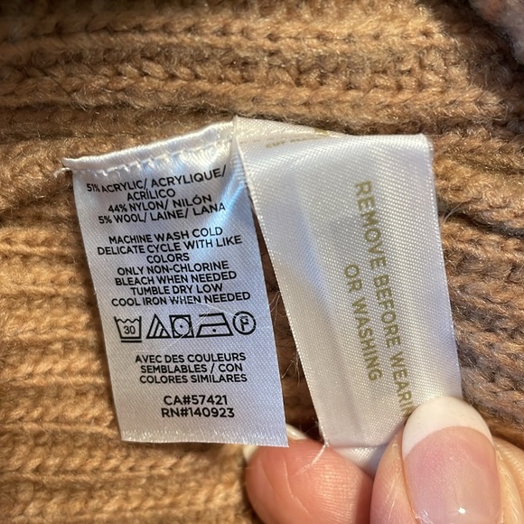 Ann Taylor Cream, Green, Yellow and Brown Color Block Mock Neck Sweater Size S - Picture 7 of 9